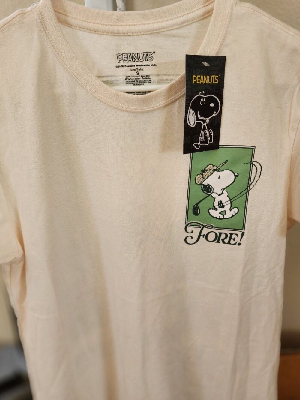 Peanuts Snoopy FORE Golf Shirt Men's Medium Graphics Front & Back New with Tags